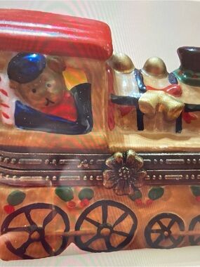 Elysee Festive Ceramic Holiday Train Figurine Trinket Box